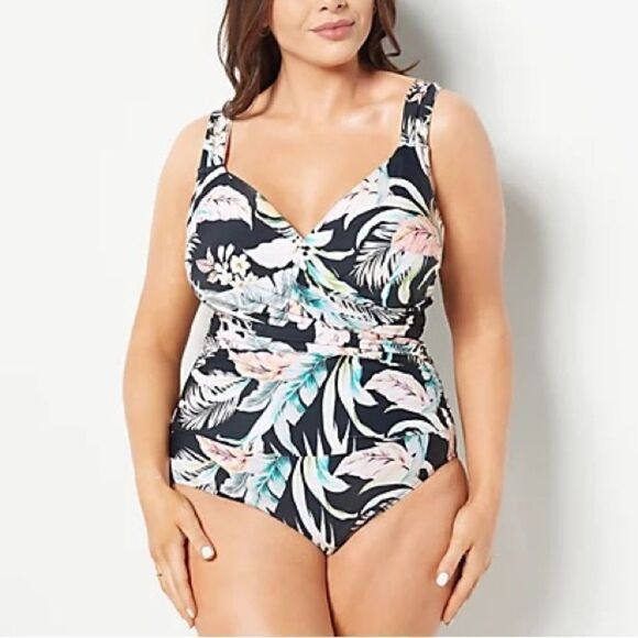 Jantzen Print Surplice Maillot One- Piece Swimsuit - Picture 1 of 6